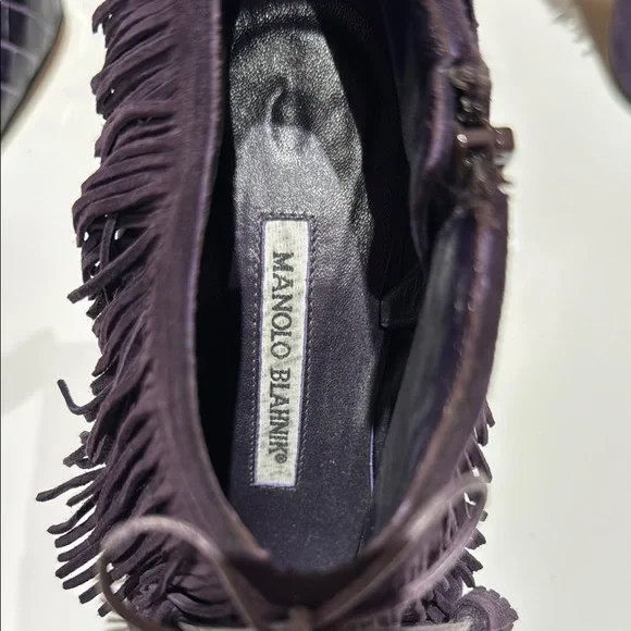 Manolo Blahnik open toe stiletto with fringe Size 6 EUC - Picture 2 of 8